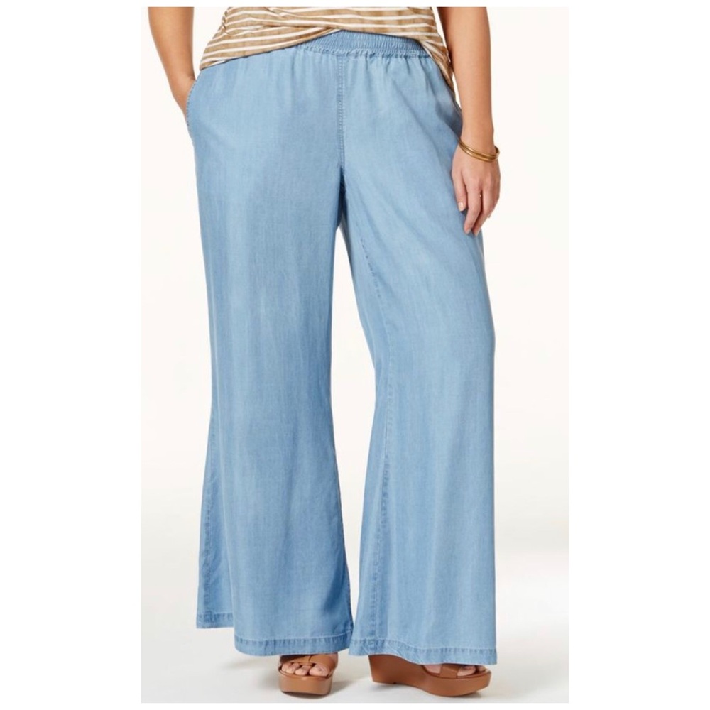 Nanette Lepore Wide Leg Chambray Pants
